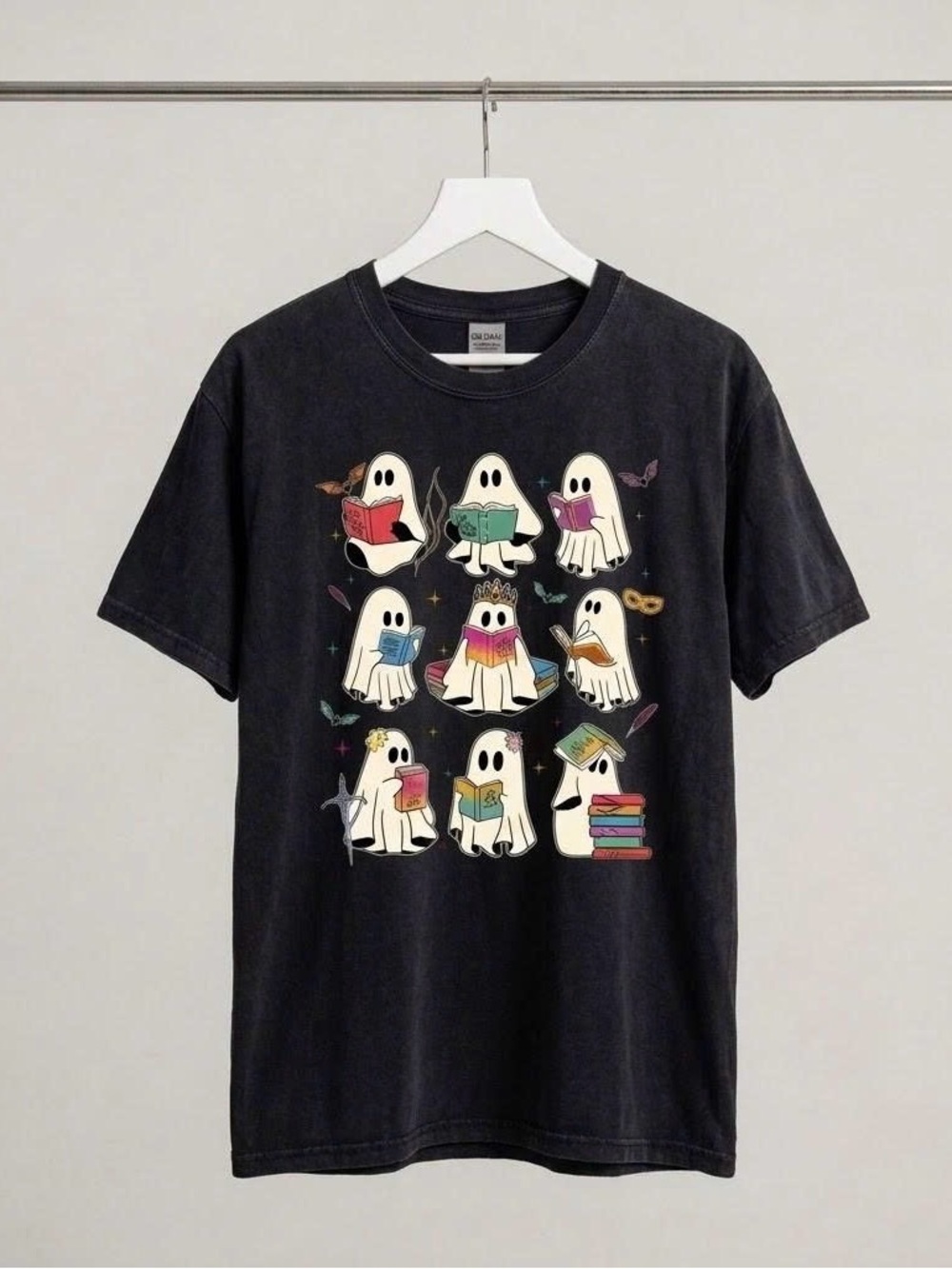 Bookish Ghosts Graphic Tee Cute Reading Ghost Halloween Shirt Book Lover Gift